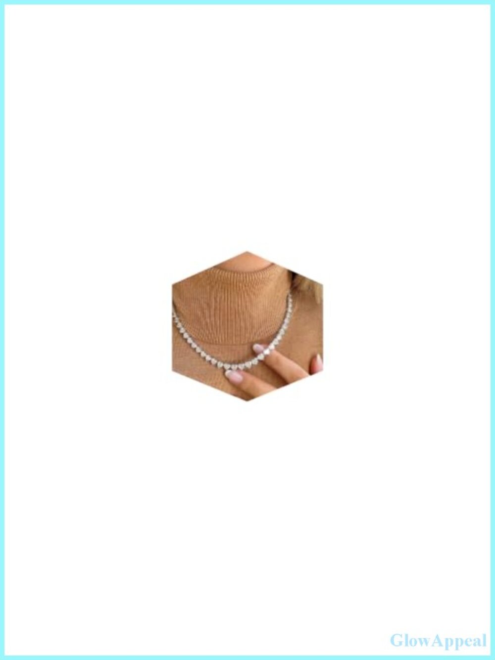 Silver Plated Heart Tennis Necklace with Rhinestones
